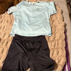 Light Blue Biker shirt and black short set